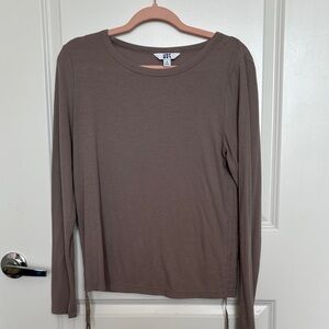 JoyLab Ribbed Long Sleeve Top in Taupe